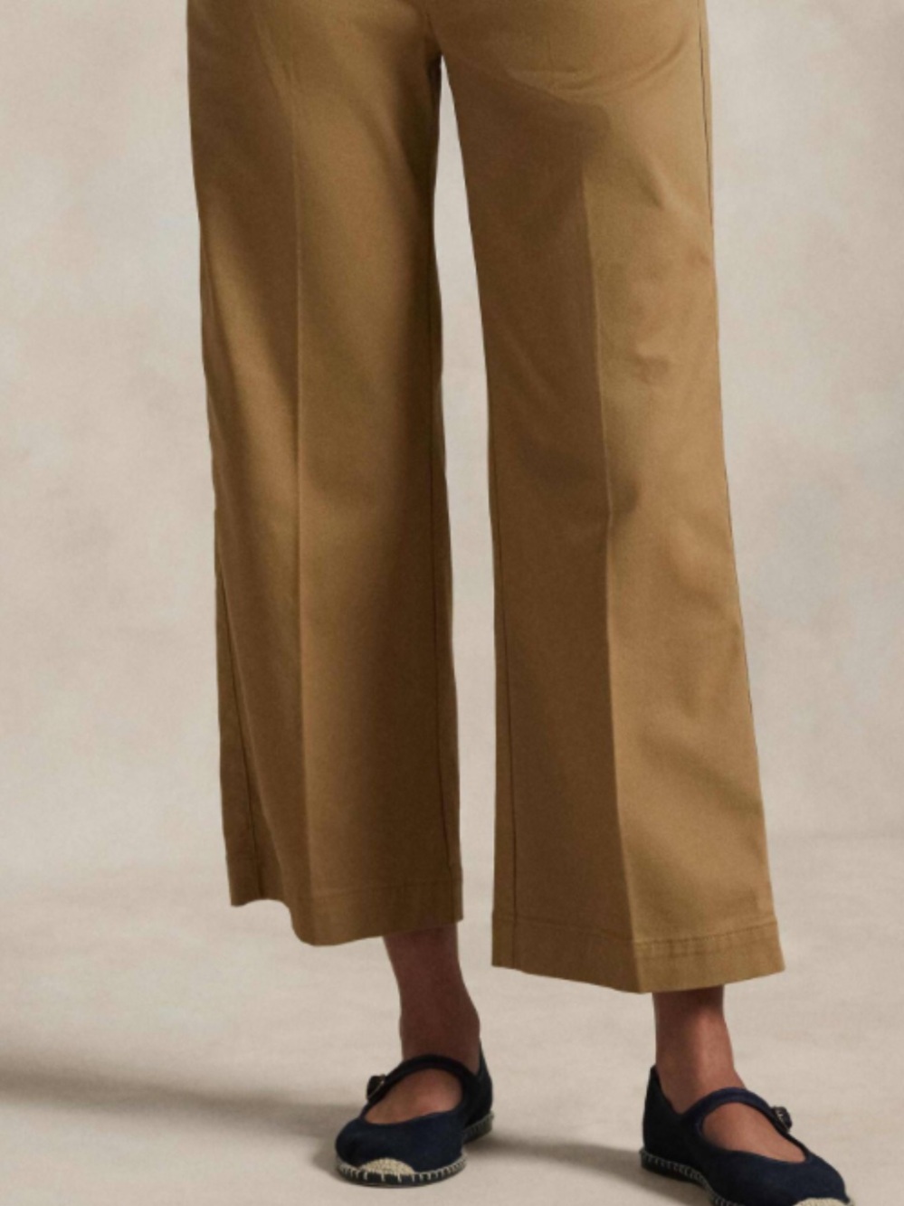 Womens Casual khaki crop flare trousers